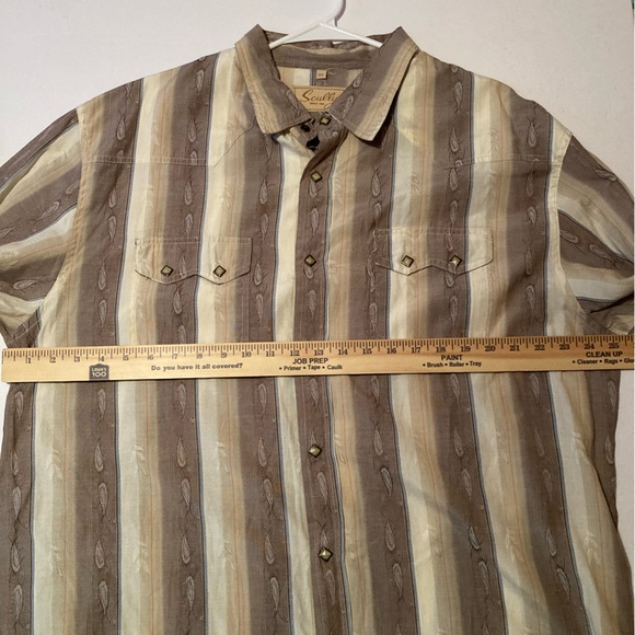 Vintage Scully Western SZ XXL Brown and White Casual Button Down Cowboy Shirt - Picture 9 of 11